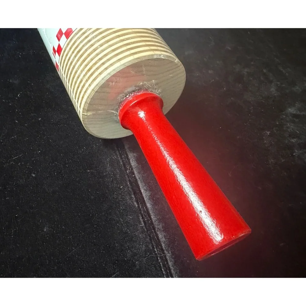 Bethany Housewares 420 Corrugated Rolling Pin Hard Maple Wood Red Handle Lefse